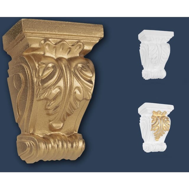 Marbet Design - Wandkonsole Eps Styropor Weiß Gold Konsole Stuck Dekor Ornament Wand Dekoration: K-02, Super Gold
