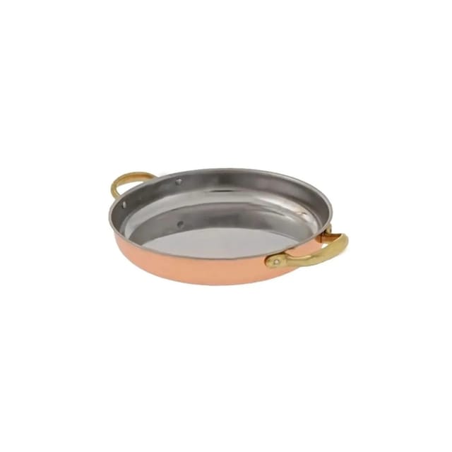 Bratpfanne, Kupferpfanne Mit Griffen - Aus Kupfer Und Messing, 28cm