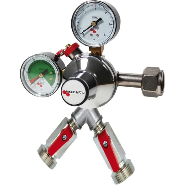 Ich-zapfe - Druckminderer, Druckregler, Druckreduzierventil - Co2, Premium Micro Matic, 2-leitig