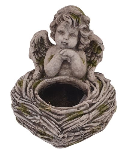 Fd - Dekofigur Engel Zum Bepflanzen 31,5 X 27 X 31 Cm Grau Skulptur