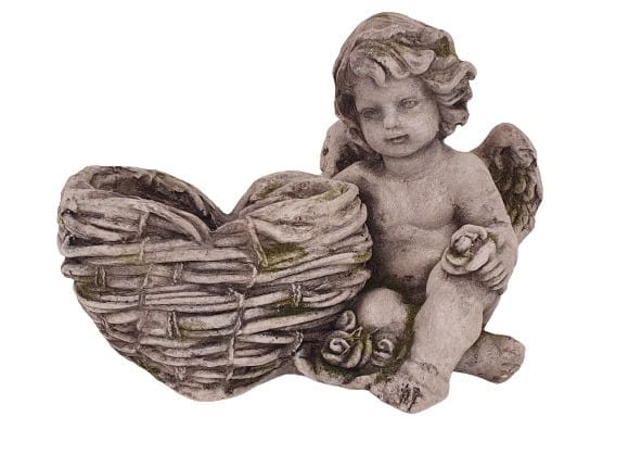 Fd - Dekofigur Engel Zum Bepflanzen 26 X 38 X 23 Cm Grau Skulptur