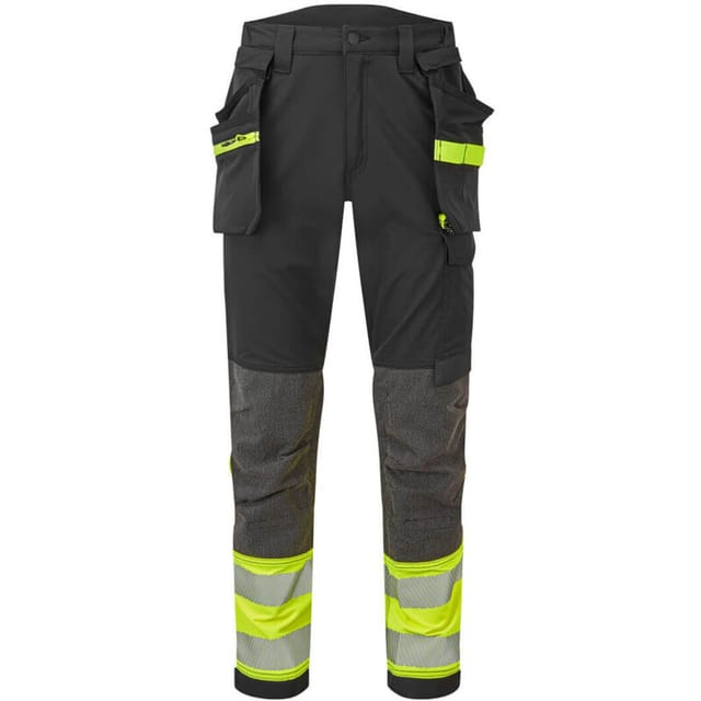 Portwest Ev4 Warnschutz Stretch Bundhose Klasse 1 Mit Abnehmbaren Holstertaschen Regulär Gelb 34