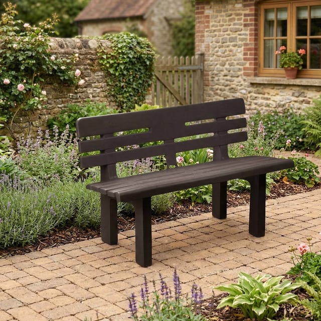 Außenbank Marinella, Monoblock-gartenbank, Außenbank, 100 % Made In Italy, 110 X 52 X 71 Cm, Anthrazit - Dmora