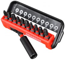 Verteiler 10 Aufsätze 'impact' + Bit-halter Merkmale T15 / T20 / T25 / T30 / Pz1 / Pz2 / Pz3 / Ph1 / Ph2 / Ph3 + Por
