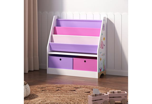 [en.casa] - Kinderregal Neda Ozean-motiv Weiß/rosa/lila