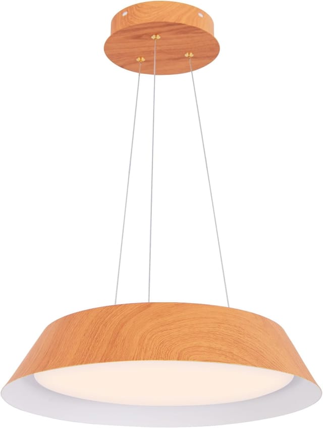 Costway - 21w Led Deckenleuchte Energiesparend, Deckenlampe Mit Holzmaserung, Metallrahmen & Lampenschirm, Hängeleuchte 3000k Für Schlafzimmer, Wohnzimmer, Esszimmer