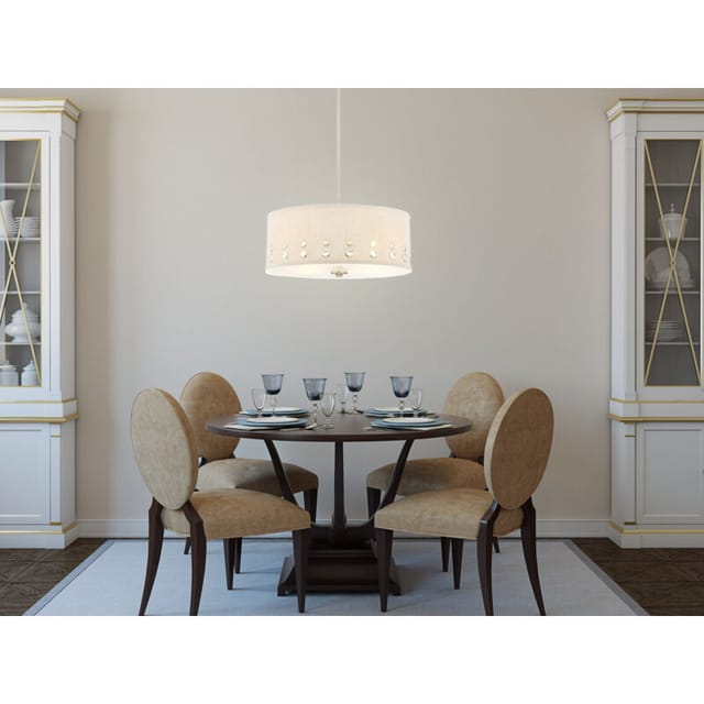 Quoizel - Große Pendelleuchte Park Avenue Aus Stoff, 4-stufig Höhenverstellbar, Ø 46cm