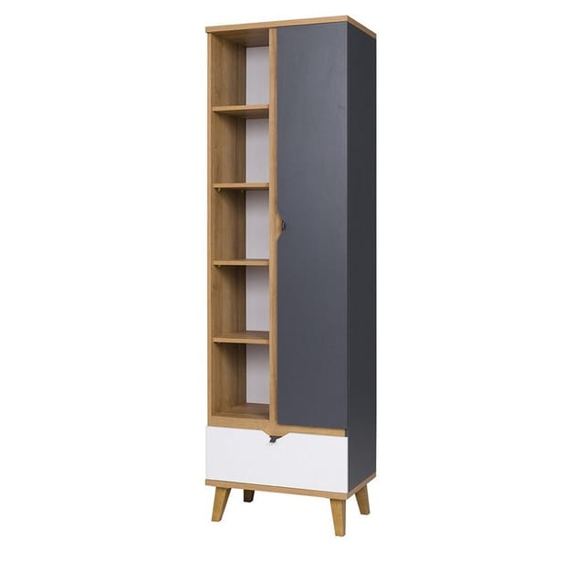 Bücherregal 200cm Hoch Maribor-132 Eiche Mit Graphit Und Weiß