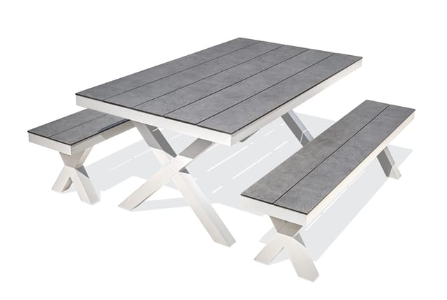 Annecy - Gartentisch Aus Aluminium Und Platte Aus Hpl In Steinoptik - Paris Garden
