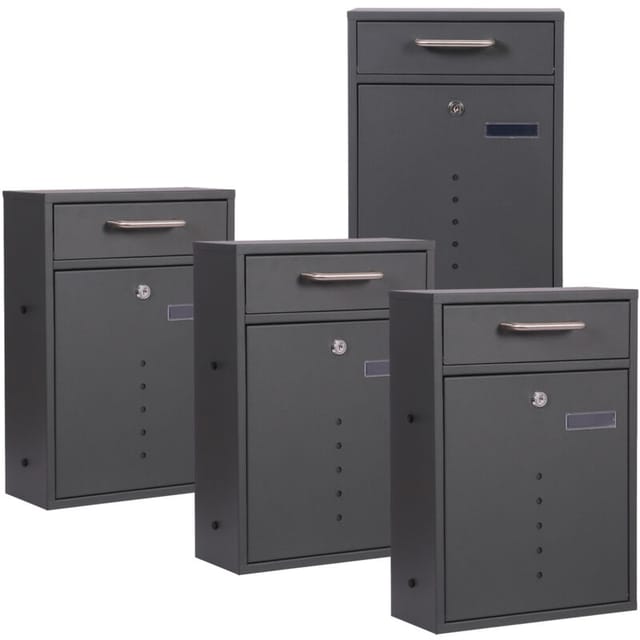 Wiltec - 2x2 Briefkasten V51 In Anthrazit Postkasten Abschließbarer Wandbriefkasten Mit Sichtfenstern