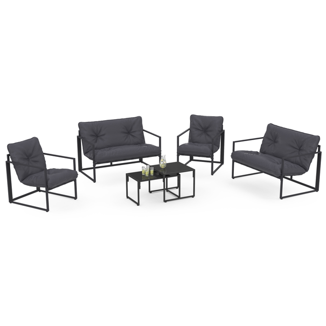 Idmarket - Niedrige Gartenmöbel Nairobi 6-sitzer Aus Stahl In Anthrazitgrau