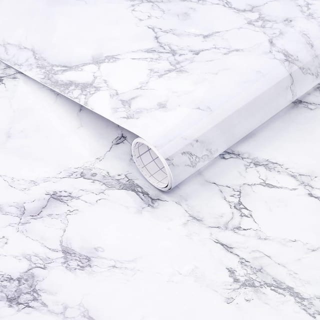 Linghhang - Weißes Marmor-kontaktpapier, 40 Cm X 300 Cm, Selbstklebende Vinyl-tapete Für Möbel, Küchenarbeitsplatten, Schränke, Regale, Einfach Anzubringen