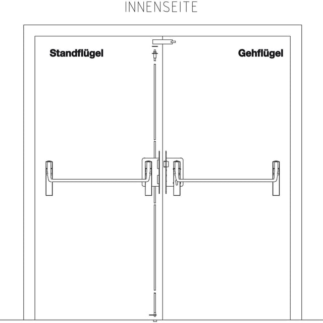Bks - Fluchttürschloss-set 2 Flg. Funktion E/en 1125, Links, Dm 65, Alu