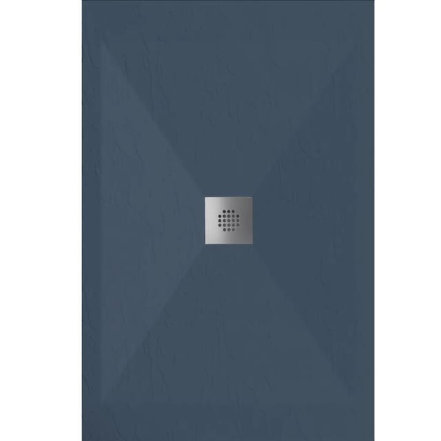 Mineralguss-duschwanne Extra Flach Dexa Schieferoptik Anthrazit 80x170 Cm Ablaufschutz In Chrom