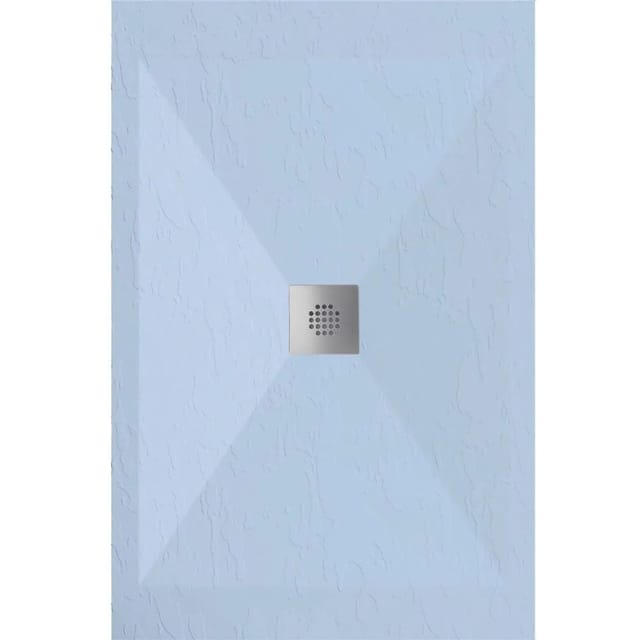 Mineralguss-duschwanne Extra Flach Dexa Schieferoptik Grau 70x150 Cm Ablaufschutz In Chrom