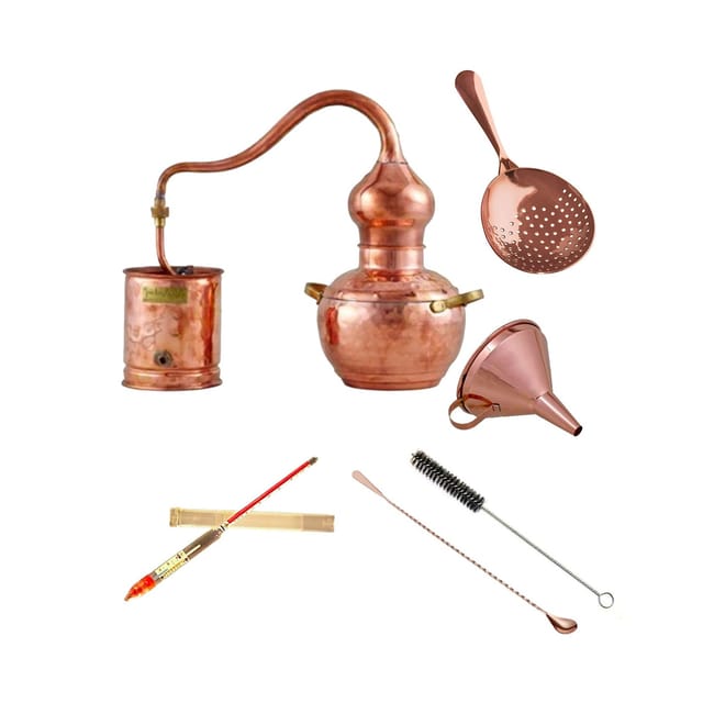 Destille Komplettset - Destille Alembic Premium 2 Liter Kupfer Mit Sieb Und Barlöffel