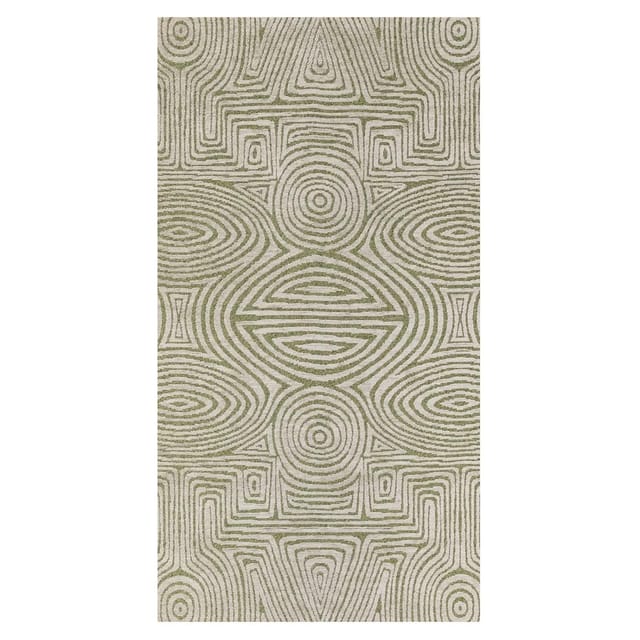 Beneffito - Teppich – Kollektion Tabasco – Green Beach – Teppich – Grün – 80 X 150 Cm – Gemusterter Teppich, Handwerklich Gefertigt, Weberei In Belgien – Hochwertiger Moderner Teppich