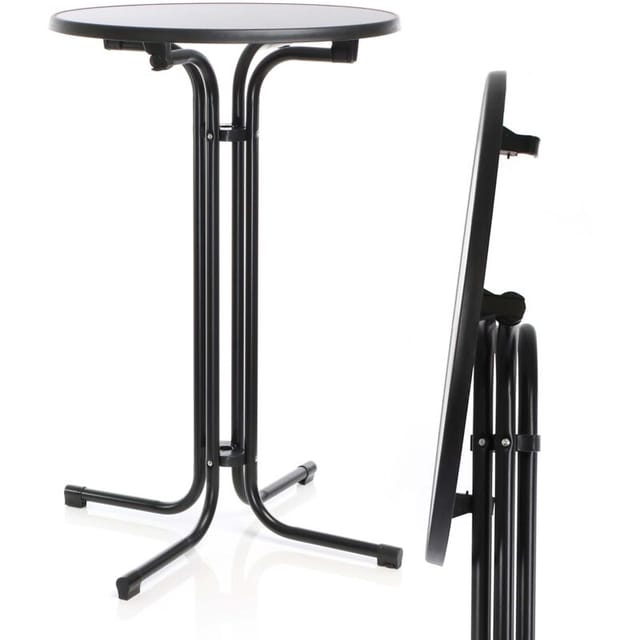 Toboli Klappbarer Bistrotisch In Schwarz Ø80cm Runder Stehtisch Indoor/outdoor Klapptisch 110cm Hoch