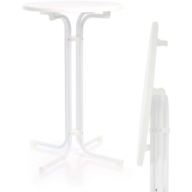 Klappbarer Bistrotisch In Weiß Ø80cm Runder Stehtisch Indoor/outdoor Klapptisch 110cm Hoch - Toboli