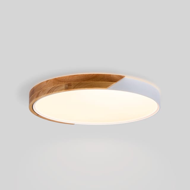 Cct Led-deckenleuchte, Holz Polycarbonat, 36w Ø50cm Ip22
