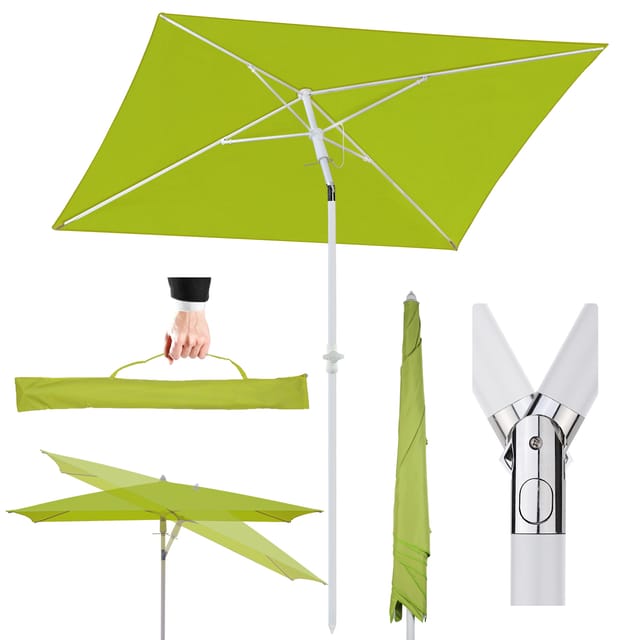 Sekey Sonnenschirm Rechteckig Balkonschirm Terasseschirm Mit Schutzhülle, Lxb: 180,00x125,00 Cm, Sonnenschutz Upf50+, Kippbar, Höhenverstellbar, Grün