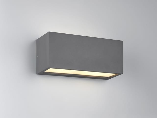 Eckige Led Up & Downlight Außenwandleuchte Anthrazit, Breite 25cm