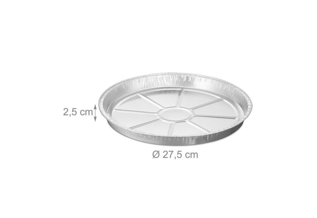 Relaxdays Aluschalen Rund, 50er Set, H X D: 2,5 X 27,5 Cm, Backform Linzertorte, Tropfschalen Indirektes Grillen, Silber