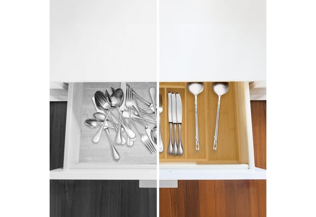 Relaxdays - Besteckkasten, Ausziehbar, 5 Bis 7 Fächer, Schubladen Ordnungssystem, Bambus & Mdf, Besteck Organizer, Natur