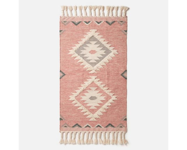 Homescapes Handgewebter Kelim Teppich Pali – 90 X 150 Cm, Rosa-grau Gemustert