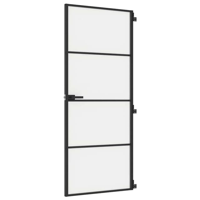 Innentür Schlank Schwarz 83x201,5 Cm Hartglas & Aluminium Vidaxl