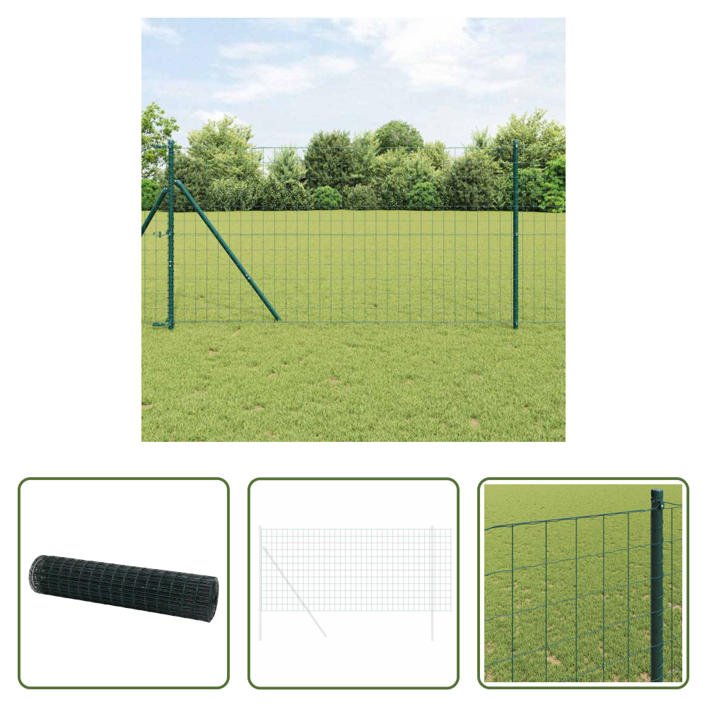 Vidaxl Terrassenzaun - Eurozaun Grün 1,2 X 25 M Pvc-beschichtetes Eisen