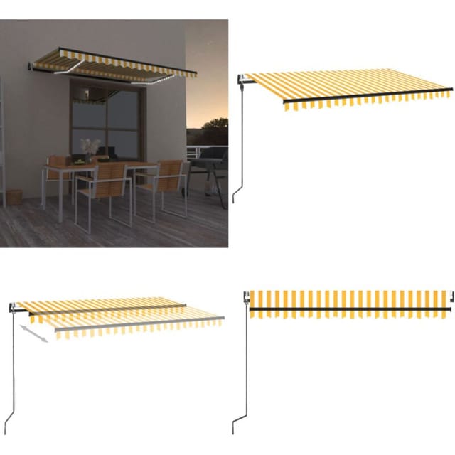 Vidaxl - Automatische Markise Mit Led & Windsensor 450x300 Cm Gelb/weiß - Alu Markise - Gartensonnenschirm - Terrassenüberdachung - Elektrische Markise - Wind Sensor - Home & Living