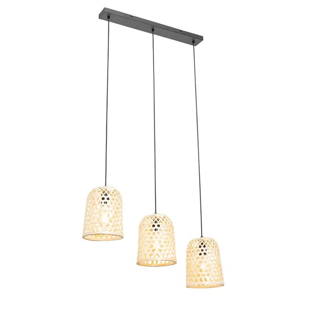 Orientalische Hängelampe Schwarz Mit Bambus 3 Lichter - Rayan