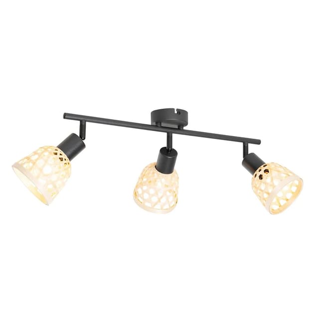 Orientalischer Spot Schwarz Mit Bambus 3-flammig - Rayan