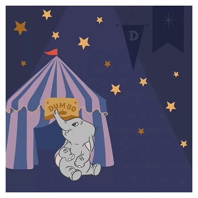 Komar Canvasbild Starry Night With Dumbo - 60 X 60 Cm - Bild Auf Keilrahmen - Für Kinderzimmer