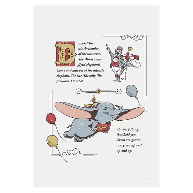 Komar Canvasbild Dumbo The Flying Elephant - 60 X 40 Cm - Bild Auf Keilrahmen - Für Kinderzimmer - Klassischer Stil