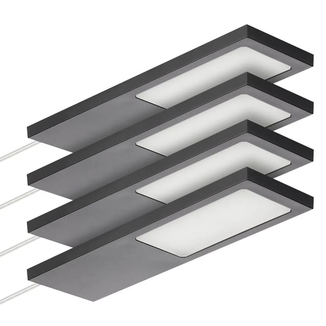 Sotech Led-möbelleuchte Giulia Ii Ohne Sensor Schwarz, 4000k Neutralweiß Inkl. Trafo & Verteiler, 4er Set