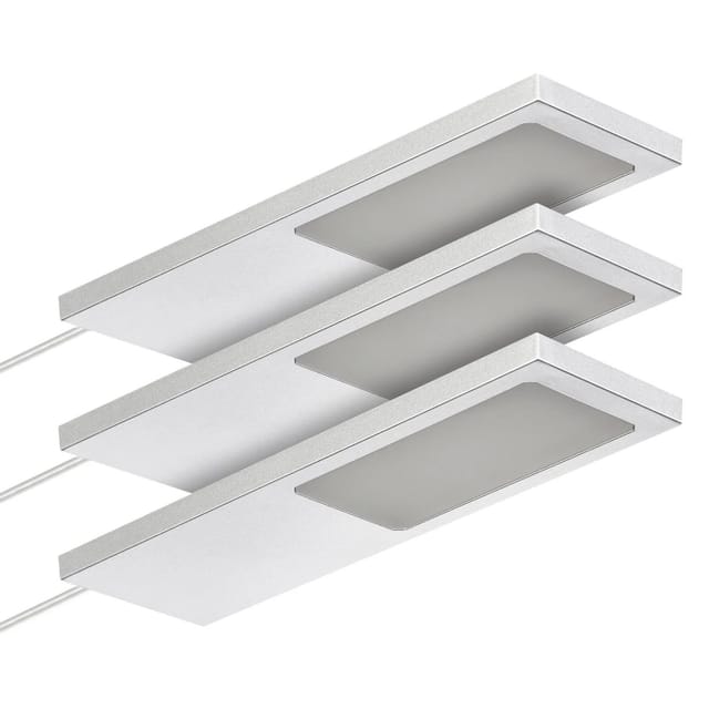 Sotech Led-möbelleuchte Giulia Ii Ohne Sensor Silbergrau, 4000k Neutralweiß Inkl. Trafo & Verteiler, 3er Set