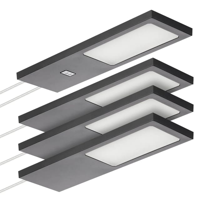 Sotech Led-möbelleuchte Giulia Ii Mit / Ohne Sensor Schwarz, 4000k Neutralweiß Inkl. Trafo & Verteiler, 4er Set