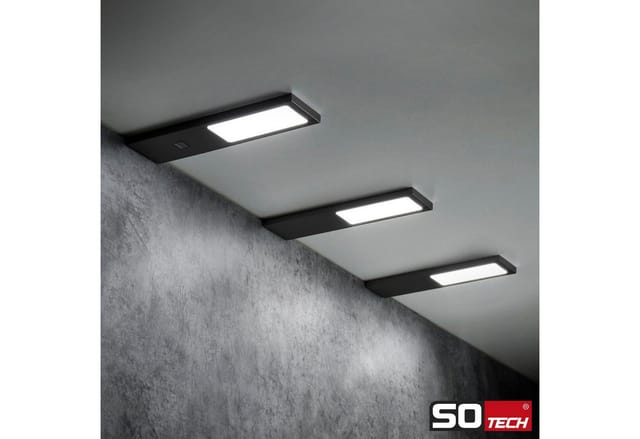 Sotech Led-möbelleuchte Giulia Ii Mit / Ohne Sensor Schwarz, 4000k Neutralweiß Inkl. Trafo & Verteiler, 3er Set