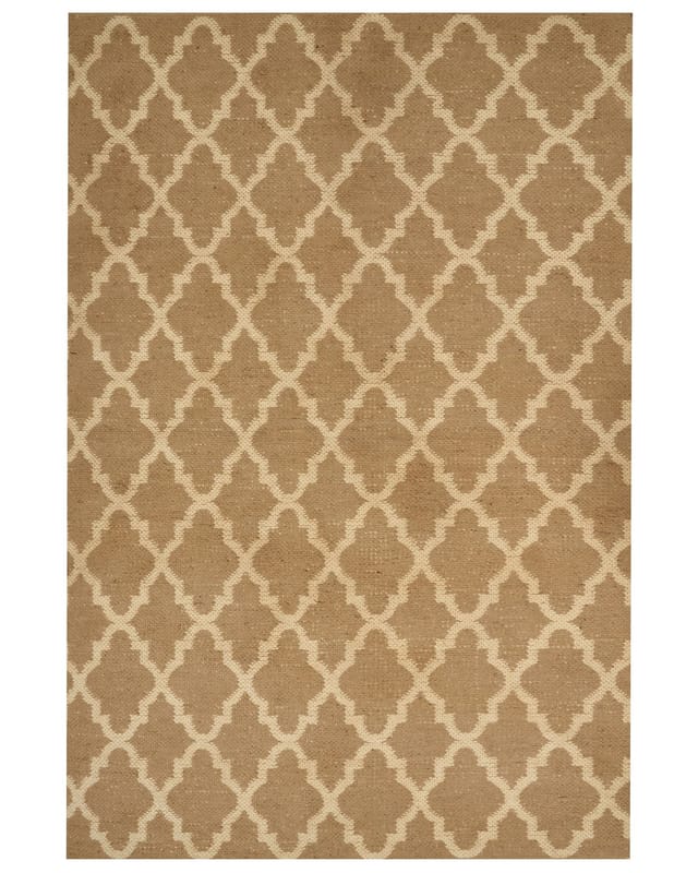 Teppich Beige Jute Rechteckig 200 X 300 Cm Kurzflor Mit Marokkanischem Muster Handgewebt Boho Für Fußbodenheizung Wohnzimmer Esszimmer