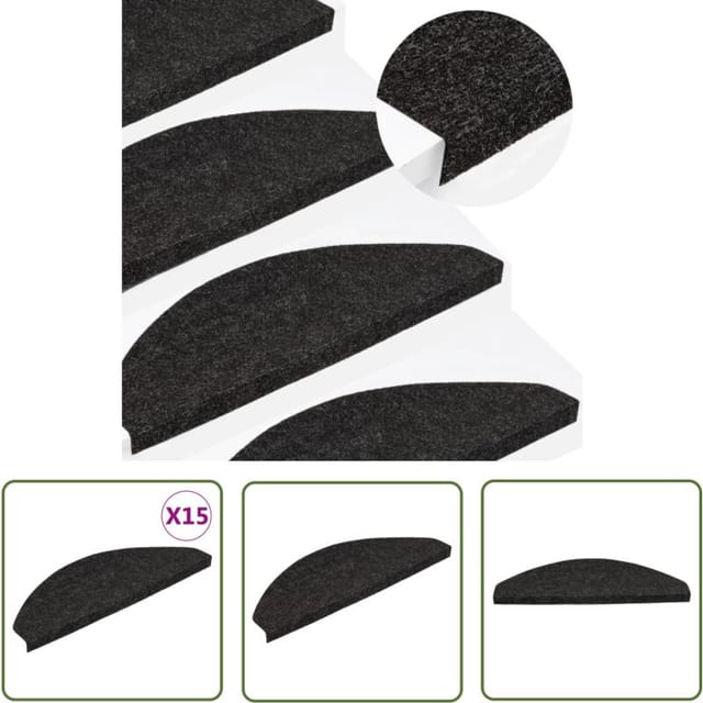 Maison Exclusive - The Living Store Stufenmatten Selbstklebend 15 Stk. 65x22,5x3,5 Cm Anthrazit - Treppenmatte - Treppenläufer - Stufenmatte - Anti-rutschmatte - Teppich Für Treppen