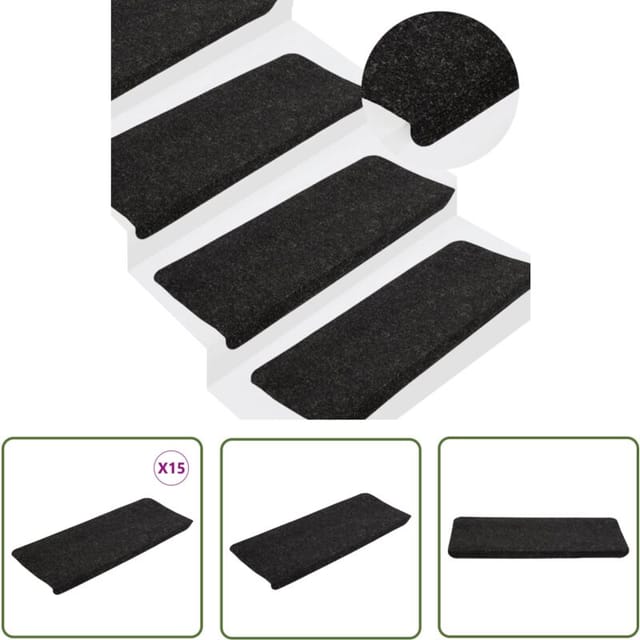 Maison Exclusive - The Living Store Stufenmatten Selbstklebend 15 Stk. 65x24,5x3,5 Cm Anthrazit - Treppenmatte - Teppich Für Treppen - Trittschutz - Rutschfest - Anthrazit