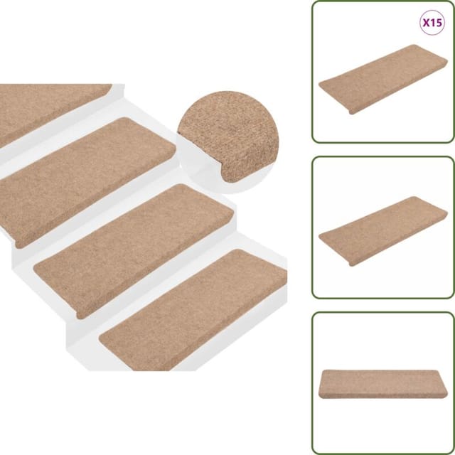 Maison Exclusive - The Living Store Stufenmatten Selbstklebend 15 Stk. 65x24,5x3,5 Cm Beige - Treppenmatte - Treppenschutz - Stufenmatte - Teppich Für Treppen - Rutschfest