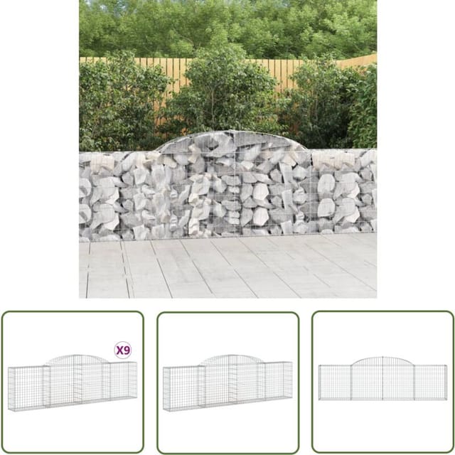 Maison Exclusive - The Living Store Gabionen Mit Hochbogen 9 Stk. 300x30x80/100 Cm Verzinktes Eisen - Gabionen - Gartenzaun - Gartendeko - Eisen - Korrosionsschutz