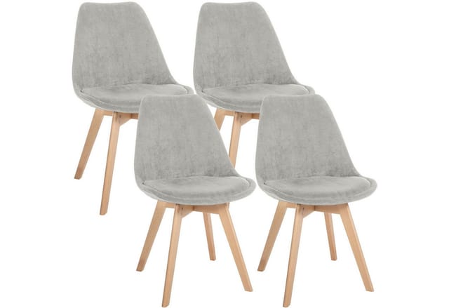 Clp - 4er Set Esszimmerstuhl Linares Grau Cord