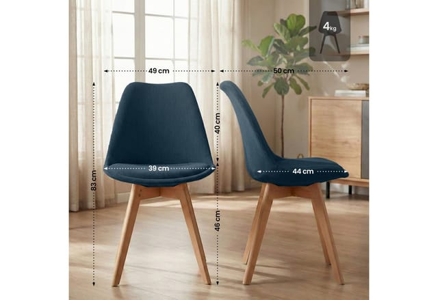 Clp - 4er Set Esszimmerstuhl Linares Dunkelblau Cord