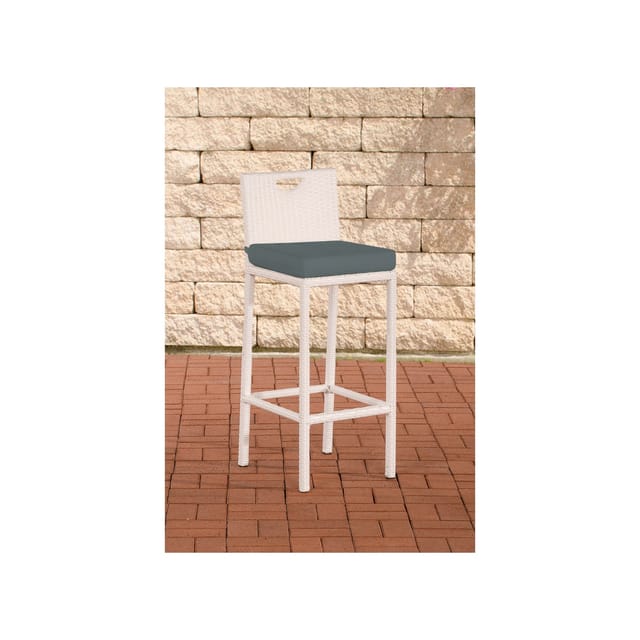 Polyrattan Garten Barhocker Mari Eisengrau Weiß