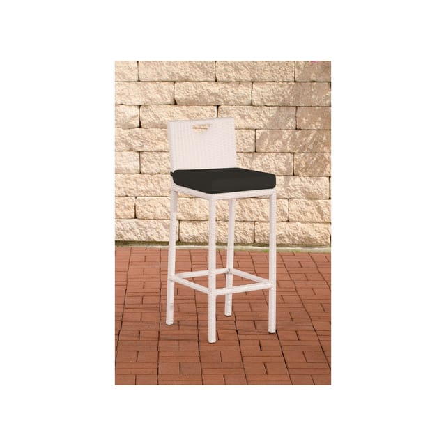 Polyrattan Garten Barhocker Mari Anthrazit Weiß
