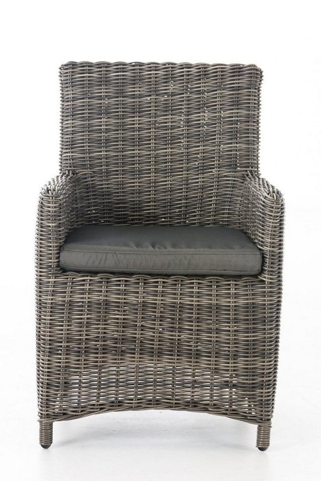 Polyrattan Gartenstuhl Fontana 5mm Grau-meliert Anthrazit